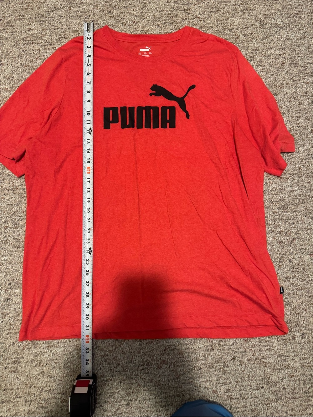 Puma Red Short-Sleeve Logo Tee with Black Print